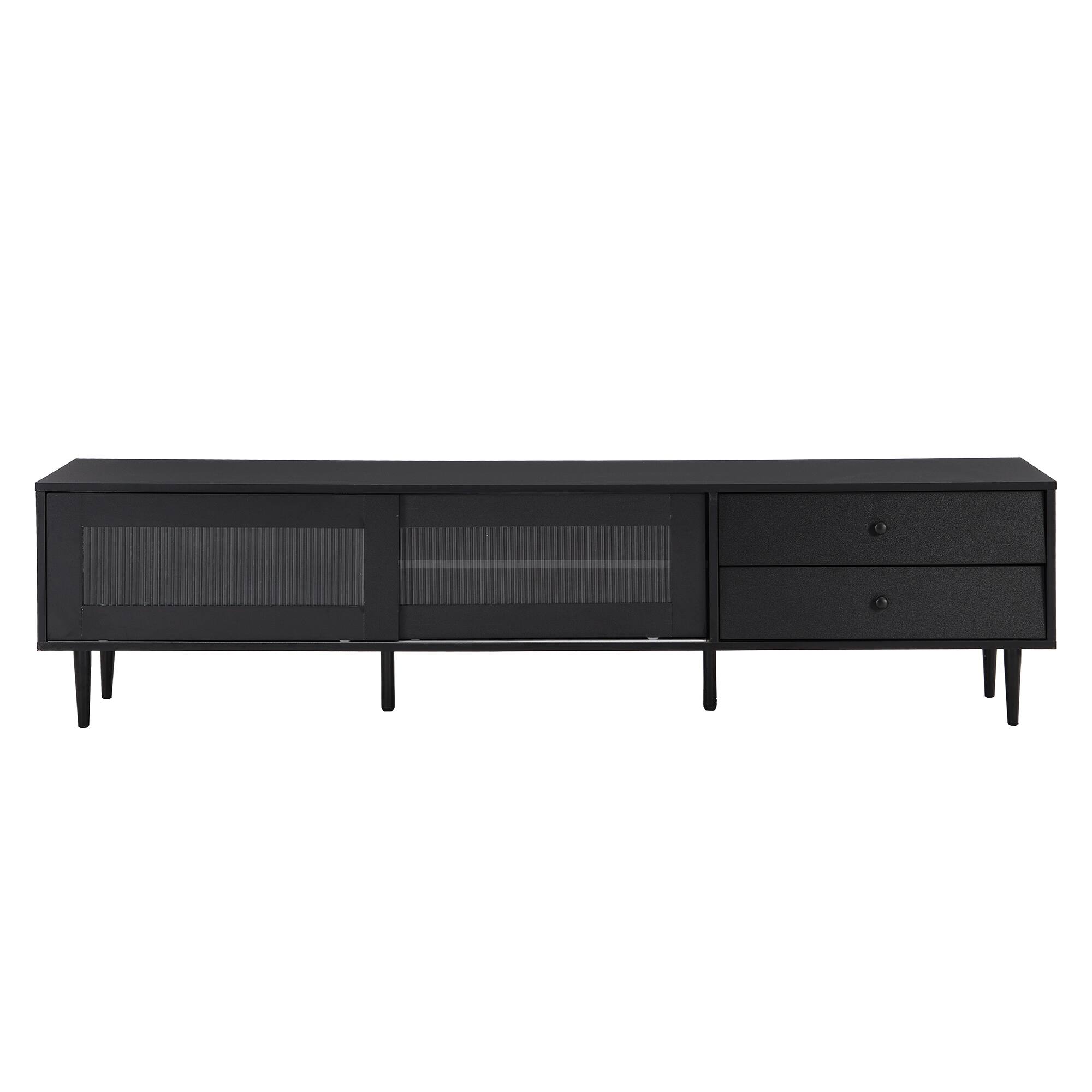 TV Stand with Sliding Fluted Glass Doors for TVs up to 75", Modern TV